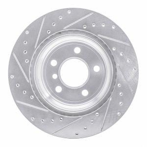 BMW X6 Brake Rotor (1) - Rear Right - R1 Concepts - Drilled & Slotted - Silver - `07-`19